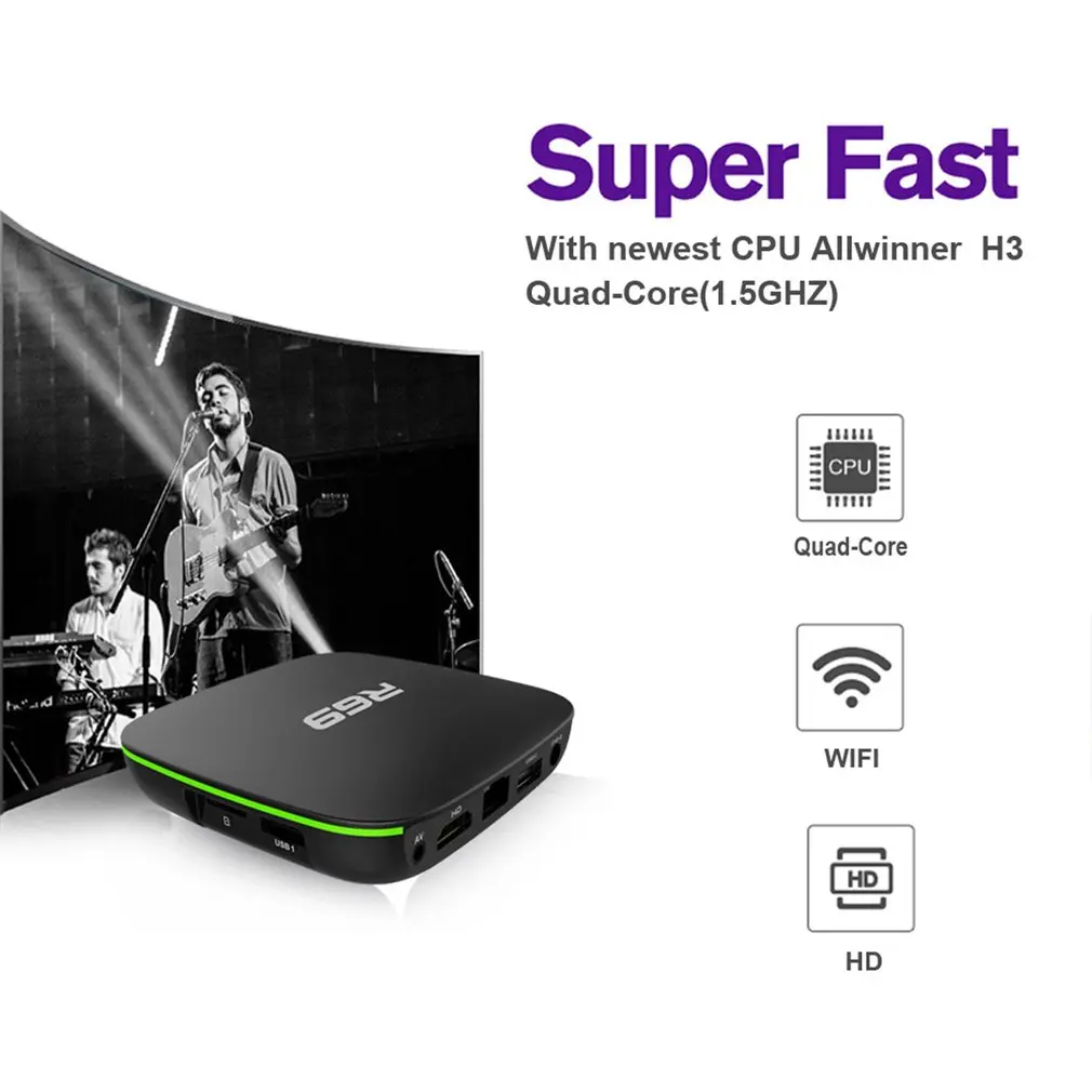 R69 Smart Android 7,1 tv Box 1 ГБ 8 ГБ Allwinner H3 четырехъядерный 2,4G Wifi телеприставка 1080P HD Поддержка 3D медиаплеер