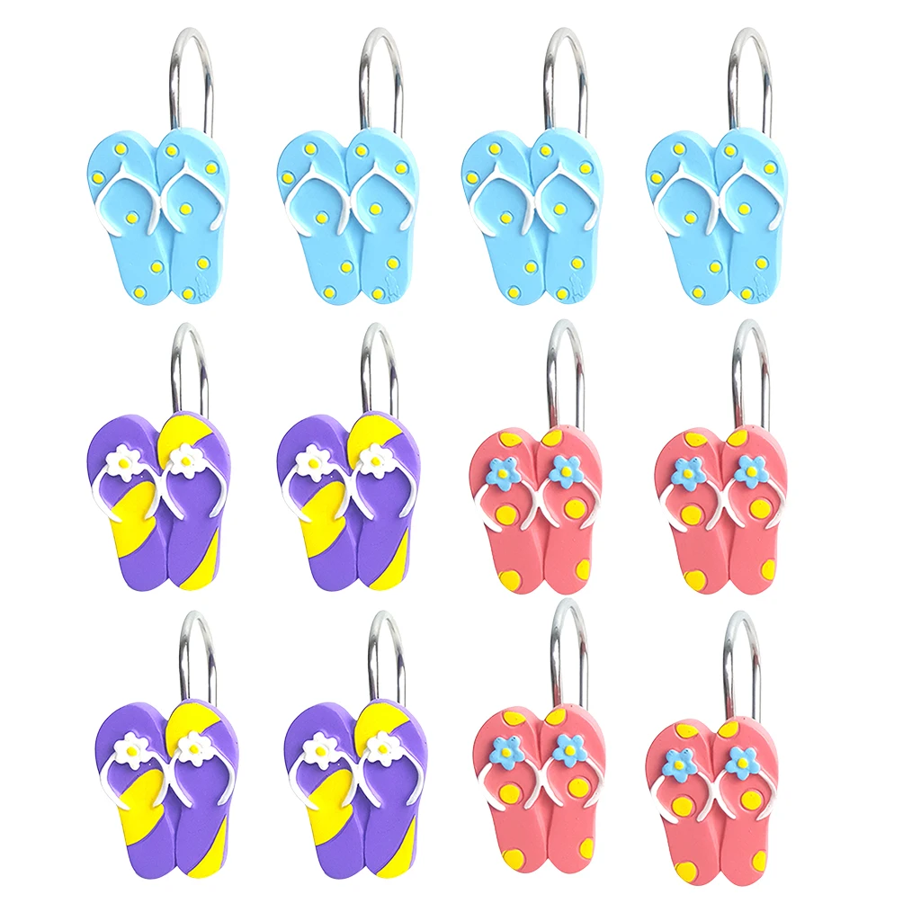 12 Pcs Resin Multi Color Mixed Rust Resistant Shower Curtain Hooks Rings Stainless Steel Bathroom Decor Accessories Hooks Rails Aliexpress