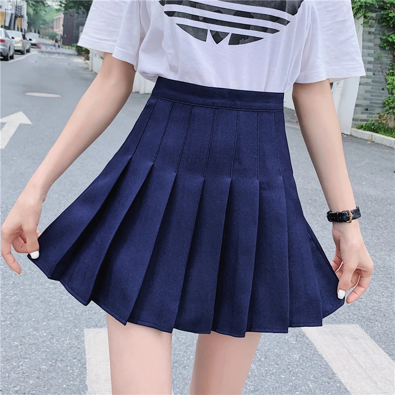Новые весенние летние женские плиссированные мини-юбки с высокой талией, тонкие эстетические короткие юбки с подкладкой, Корейская шикарная школьная юбка для танцев