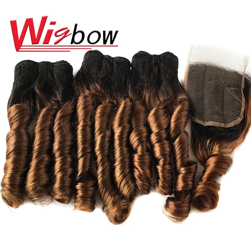 PROD 1005002008260077 Ombre Brazilian Bundles Loose Wave Bundles With
Closure Women Human Hair Bundles T1B 30 3 Bundles Curly Hair Extensions