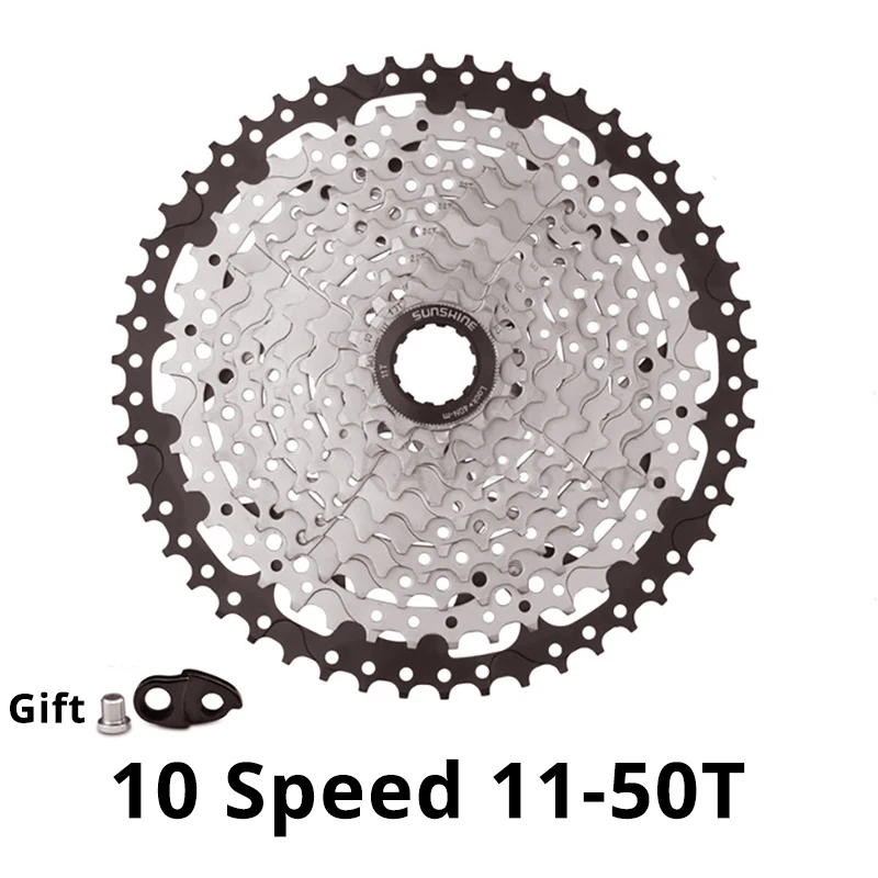 11-50T Black-Silver SUNSHINE MTB дорожный велосипед 10 скоростей трещетки 10S 25/28/32/36/40/42/46/50T переключатель Системы m6000 SRAM велосипедные аксессуары - Цвет: 11-50T Black-Silver
