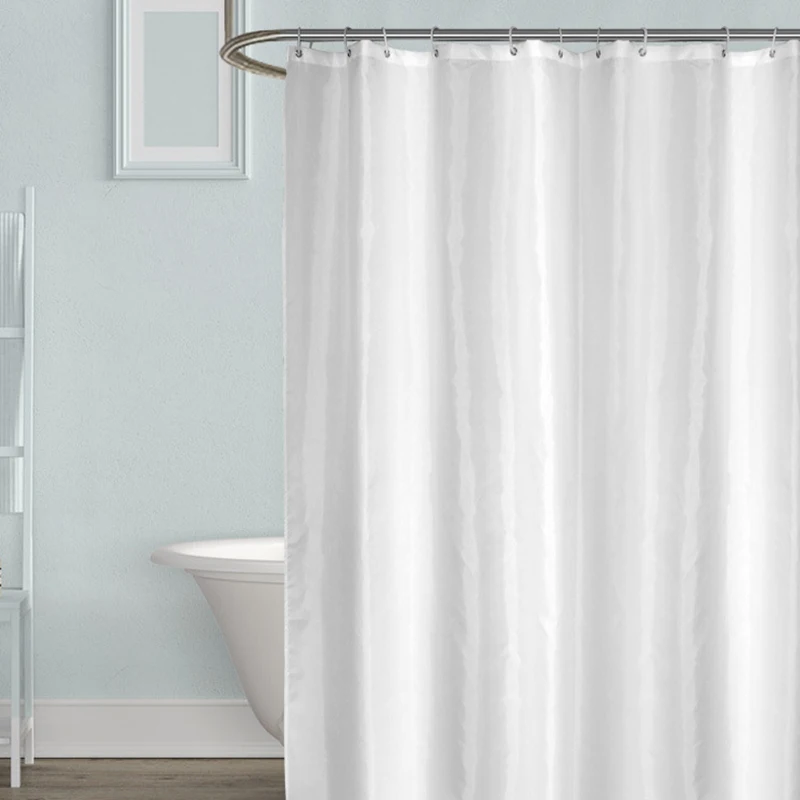 All white shower curtain plastic waterproof thicken solid bathroom bathtub screens peva mildew resistant luxury liner with hooks