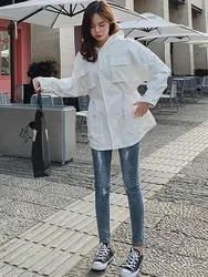 Осенний Новый Тренч модный длинный женский ветровка 2019 осенний женский корейский вариант свободного дикого повседневного пальто женский
