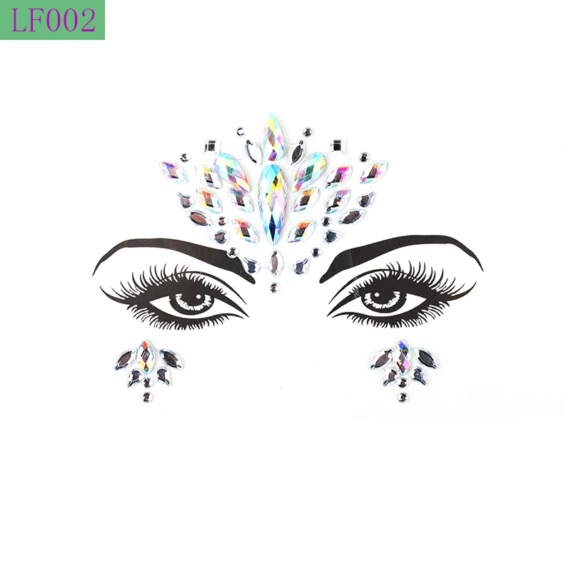 Временная татуировка наклейка s Face Rhinestone наклейка вечерние макияж для тела блестящая наклейка музыкальный фестиваль глаз искусство татуировки - Цвет: LF002