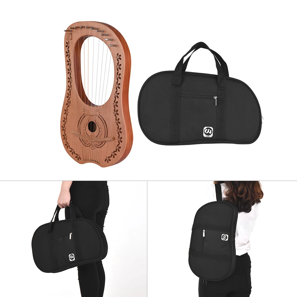

10-String Wooden Lyre Harp Metal Strings Maple Wood Topboard Mahogany Backboard String Instrument with Carry Bag WH-11