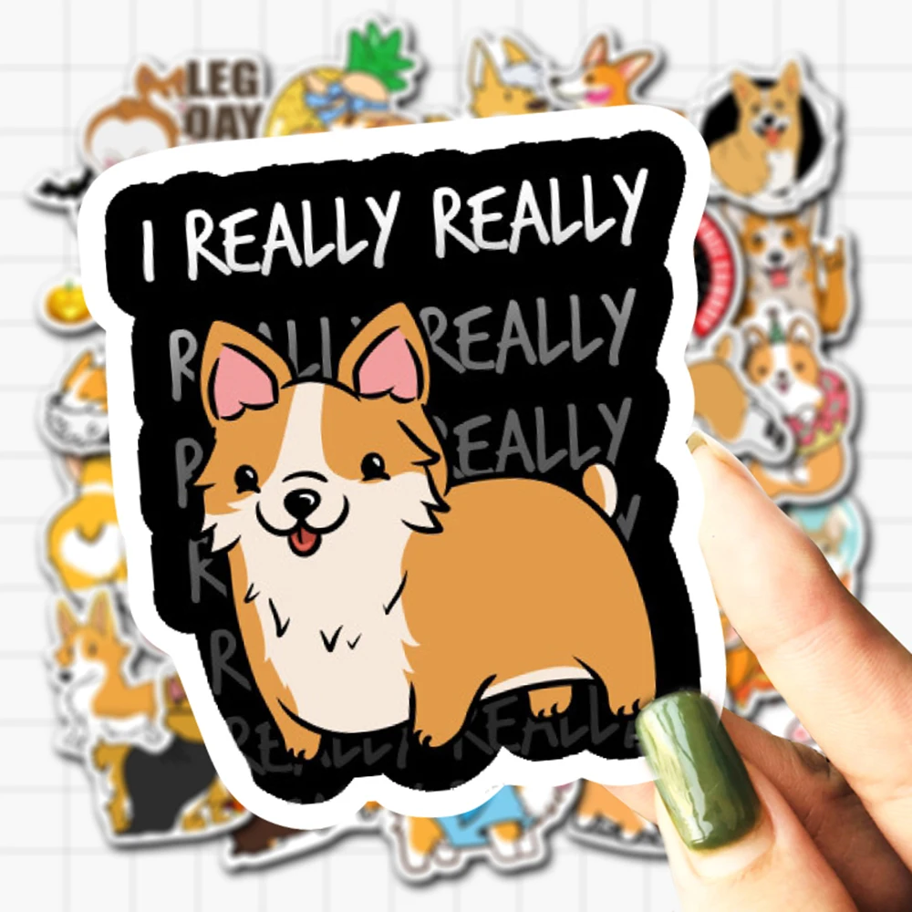 VANMAXX 50 PCS Corgi Cute Dogs Stickers Gift for Kids Waterproof Vinyl Decal for Laptop Helmet Phones Bicycle Luggage Cars