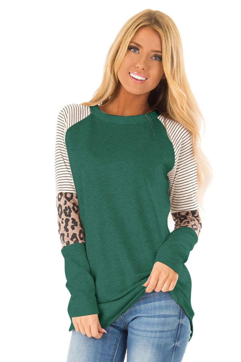 Leopard Casual Women T-shirt 2020 New Loose O-neck t shirt Women Long Sleeve Tee Top Fashion Ladies Female Outwear Women Shirts (9)