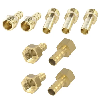 

SHGO HOT-4Pcs 1/4BSP Thread 8Mm Tube Dia Brass Hose Barb Coupler Connector Gold with 5Pcs 1/4Inch PT Male Thread To 8Mm Hose Bar