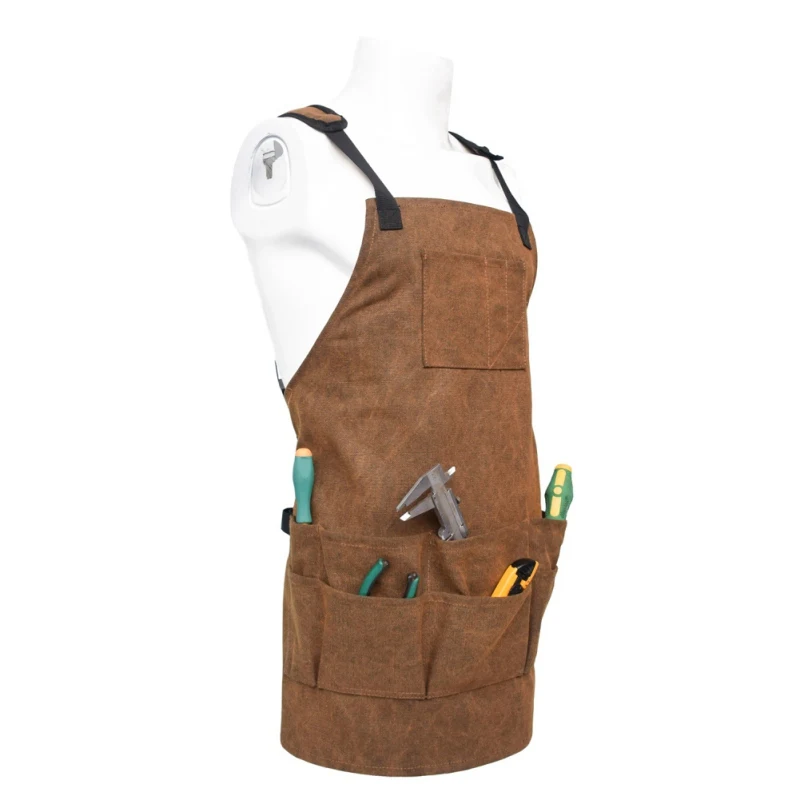 Canvas Apron For Men Women With Pocket Adjustable Back Straps Barbecue Picnic Tool Apron Heavy Duty Work Apron