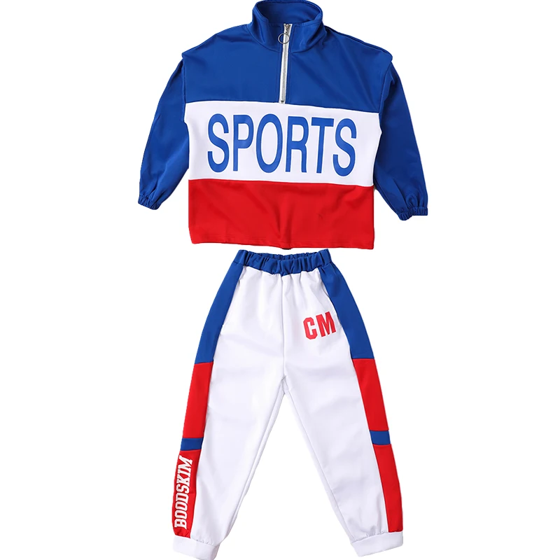 Kids Cool Hip Hop Clothing Stand Collar Jacket Coat Pullover Top Running Causal Pants for Girls Boys Jazz Dance Costumes Clothes (15)