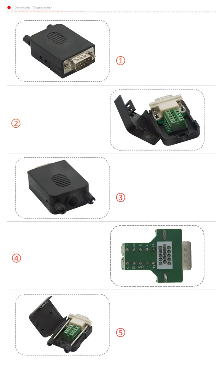 DB9 разъем мужской женский 9 9 контактный разъем RS232 RS485 Breakout терминалы 21-24 AWG провода крепления без сварки