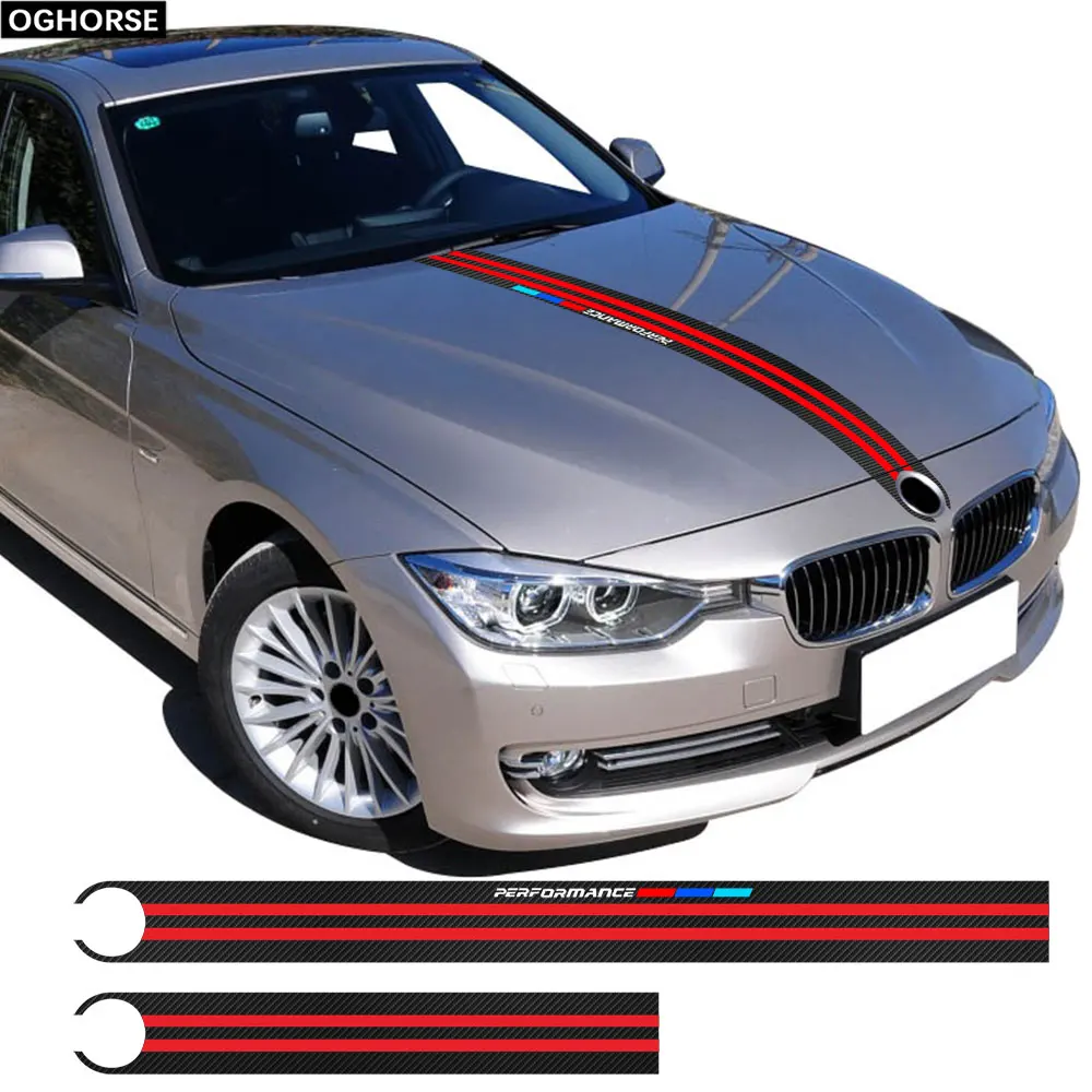 5D Carbon Fiber Vinyl Universal Car Hood Sticker Trunk Lid Stripes M Performance Engine Cover Bonnet Decals for BMW Models | Автомобили и