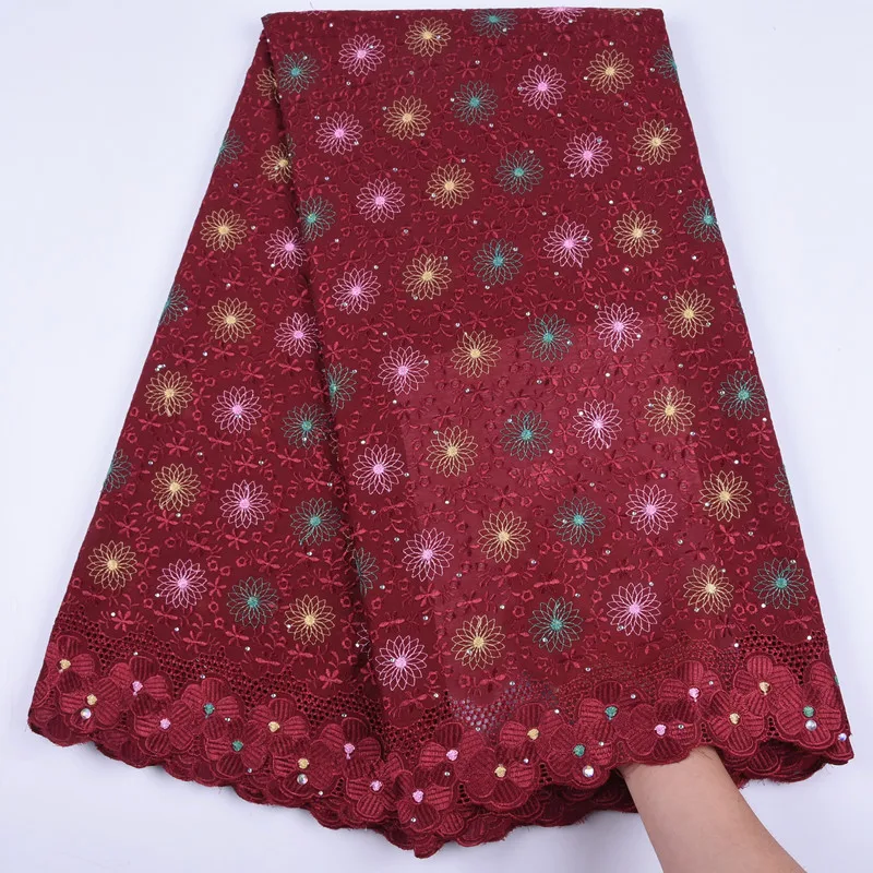 

African Voile Lace In Switzerland Embroidered Cotton Lace Fabric 2019 Latest African High Class Voile Lace Fabric For Dress