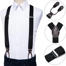 DiBanGu взрослых кожаных туфель с металлическим узором черного цвета; Новые плотные Для мужчин s платье на лямках с 6 кнопками, эластичный бандаж регулируемые подвесные Tirantes для Для мужчин BD-505