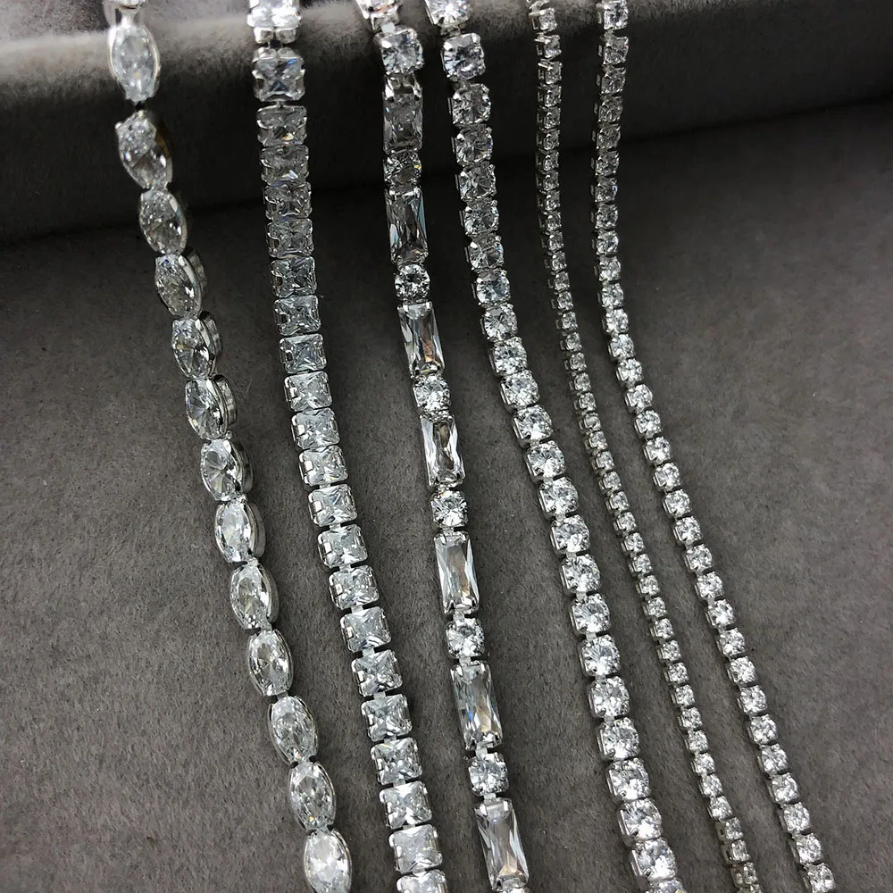 Zircon rhinestone cup chain high quality crystal gemstone DIY trim garment accessories belt trimming sewing shinny decoration | Дом и сад