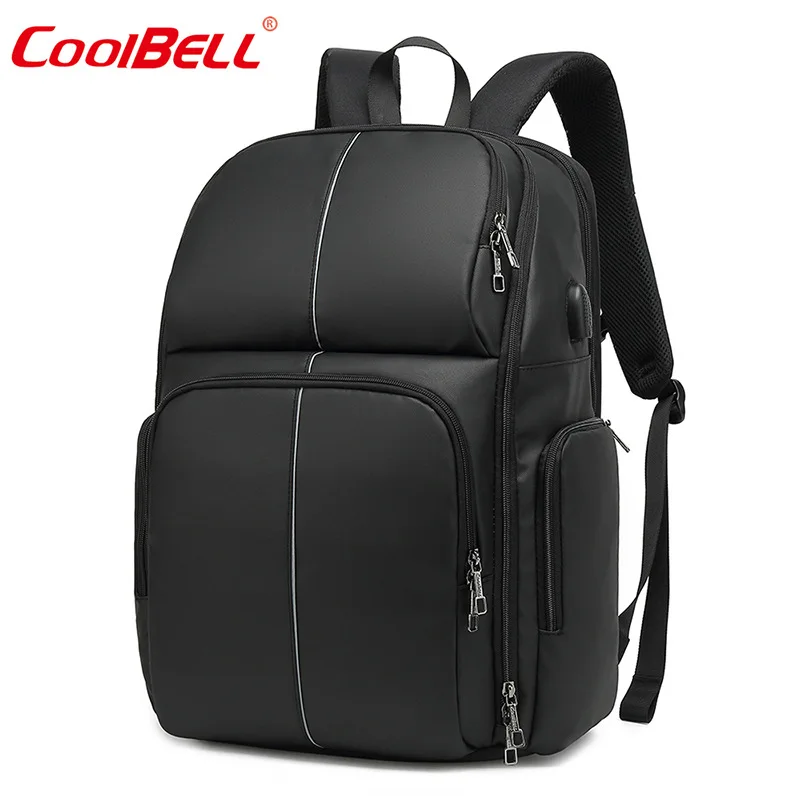 

17-Inch Cross Border Business Backpack Large Capacity Laptop Backpack USB Rechargeable Waterproof Night Riding Reflective School