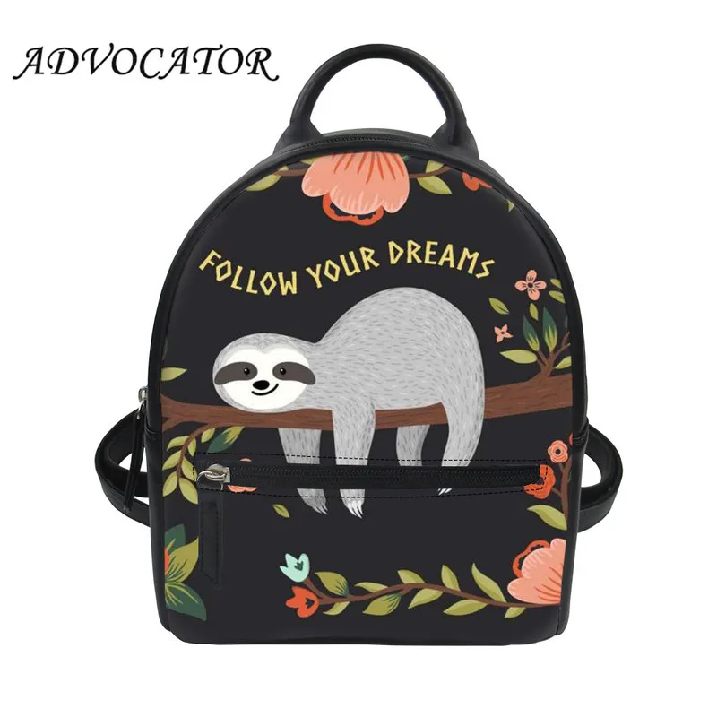 

Women Samll Pu Leather Backpack Sloth Printing Female School Backpack Casual Book Bag for Kids Boy Girls Mochilas Mujer De Moda