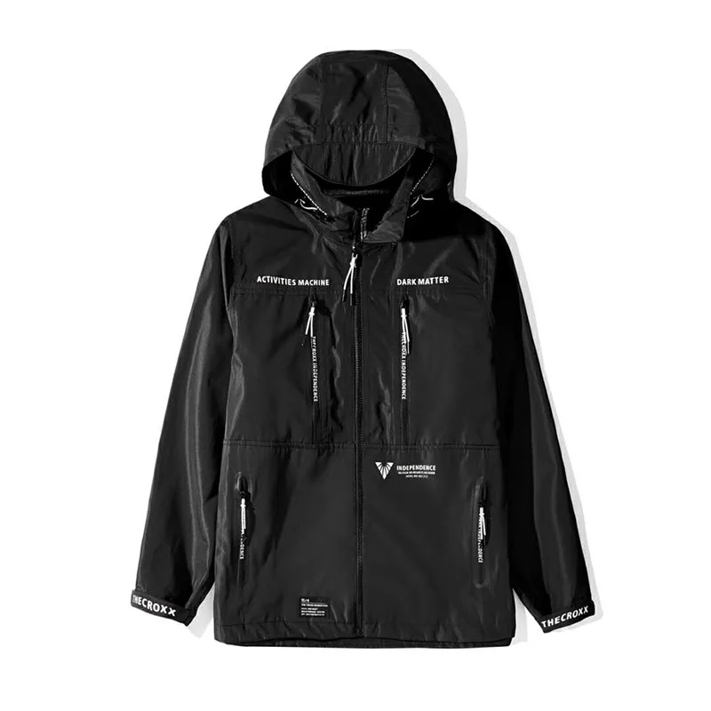 Куртка карго CROXX Techwear мужская с капюшоном легкая модная надписью и графическим
