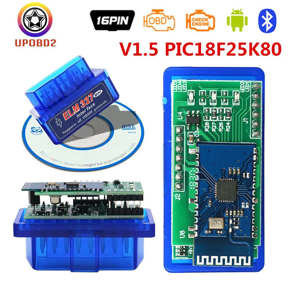 V1.5 PIC18F25K80 ELM327 Bluetooth OBD2 сканер ELM327 1,5 Bluetooth 4,0/ELM 327 wifi obd 2 автоматический считыватель кода для iOS/Android