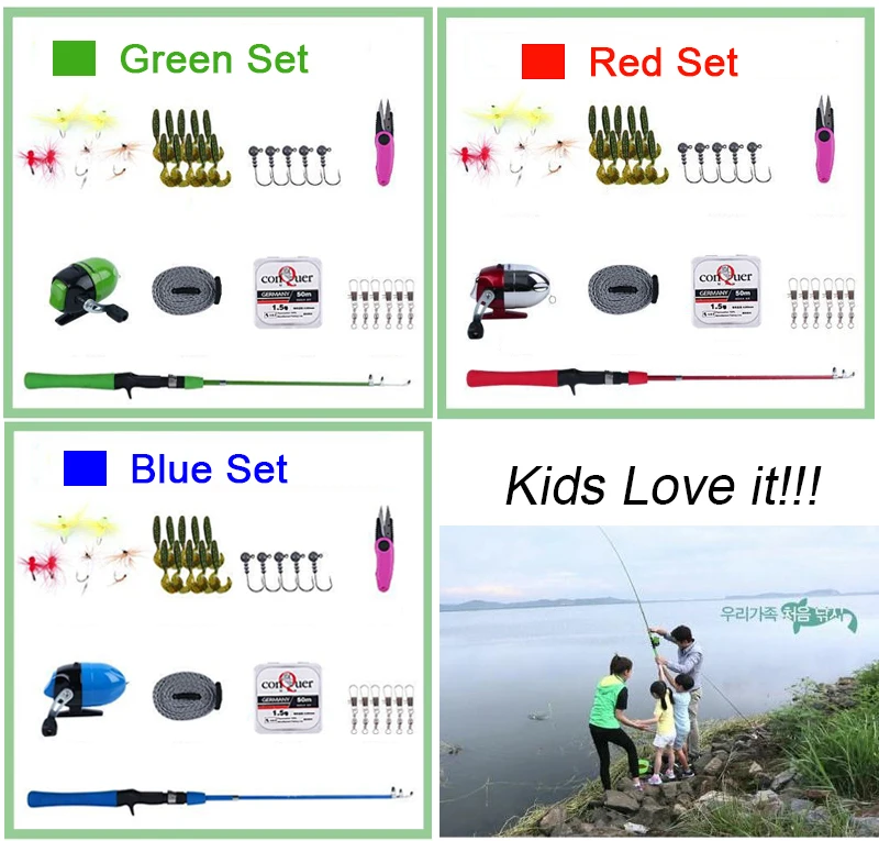 RoseWood детский туристический Рыболовный набор 1,2 м синий зеленый красный Удочка со спинкой аксессуары для катушек комплект для рыбалки подарок для детей