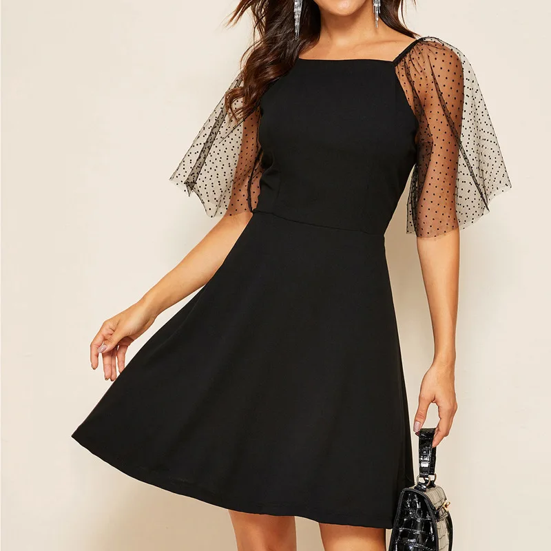 

Retro Vintage Mesh Midi Dress Dark Street Grunge Black Elegang Swing Pin Up Transpanent Strap Chic Punk Hip Hop Dress For Female