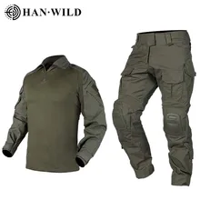 Calças de caça g3 terno tático militar uniforme multicam forças terno 2021 calças camisa combate táticas airsoft militaire com almofadas
