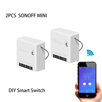 

2PC SONOFF Smart Switch MINI DIY Two Way Small Body Remote Control WiFi Switch Support Switch Work for Google Home/IFTTT/Alex