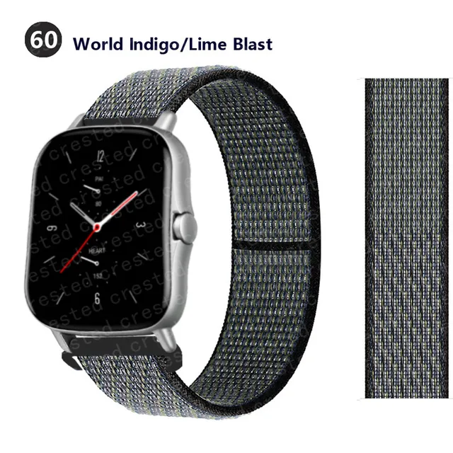 20/22mm Nylon band For Amazfit GTS/2/2e/GTS2 Mini/GTR 3 Pro 42mm/47mm/GTR2/2e/stratos 2/3 Sport Loop Bracelet Amazfit bip strap Inverness Green 60