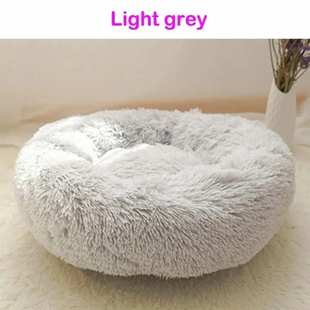 Плюшевое мягкое одеяло для сна для домашних животных, кровать для собак, теплый креативный домик для кошек, зимний тип, круглая форма, кошачье гнездо, щенок - Цвет: Light gray