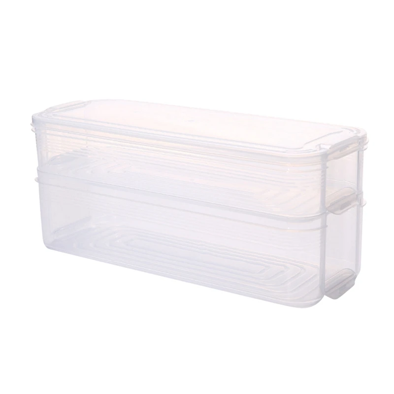 M Egg Box Plastic Storage Container Multi-layer Crisper Fridge Food Storage Box with Lid for Kitchen Refrigerator Closet Organizer - Цвет: M