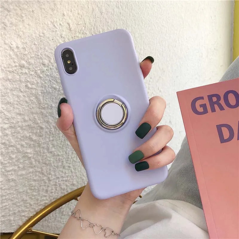 purple Мягкий ТПУ чехол для iPhone 6 6plus 7 7plus 8 8plus X XS XR XSMax 11 11Pro 11ProMax чехол кольцо ударопрочный чехол для телефона KS0349 - Цвет: purple