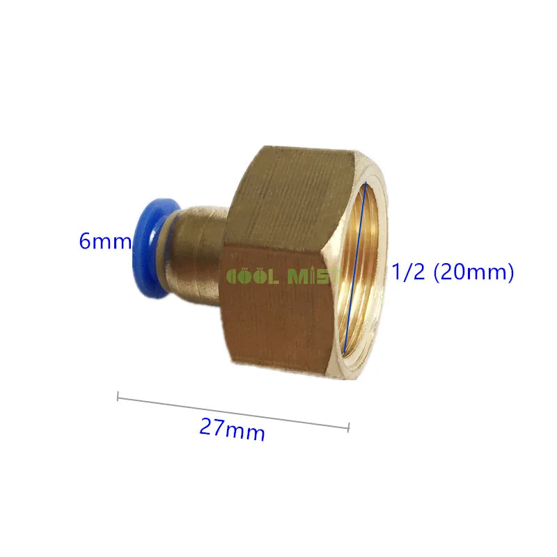 

S263 Pneumatic Connector 2pcs 6mm Brass Hose Fitting Hex Reducer Bushing M/F 1/2" Female Coupler Slip lock 1/4'' port
