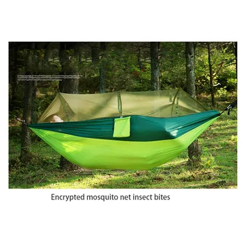 

Outdoor hammock parachute cloth hammock with mosquito net ultra light nylon double army green camping aerial tent