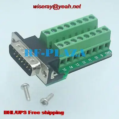 DHL/EUB 50 шт. DB15 D-sub Мужской RS232 15pin порт терминалы конвертер PCB Breakout 2 ряда screw-A6