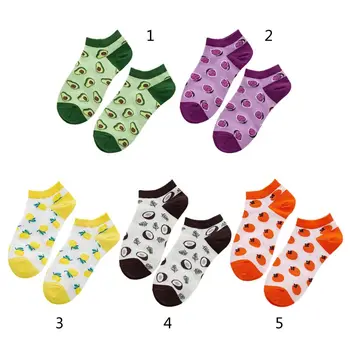 

Japanese Women Summer Cotton Boat Socks Cute Tropical Fruits Jacquard Bright Candy Color Low Cut Shallow Mouth Hosiery