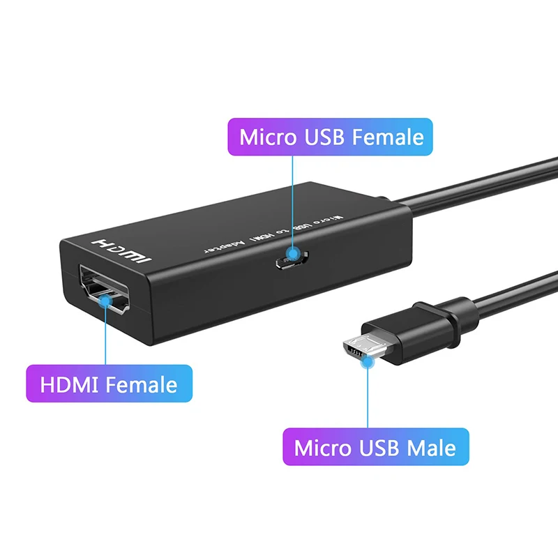 2020 Micro USB to HDMI Cable 1080P Video Graphic Converter for Samsung Galaxy S5, S4, etc Phones with Function