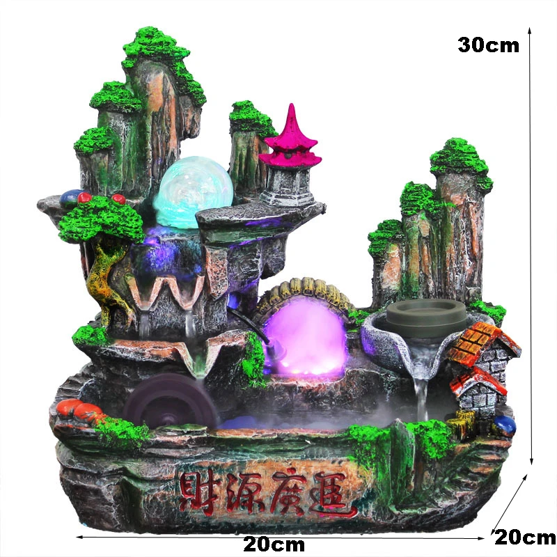 Ручной работы, креативный садовый пейзаж, украшения, смоляные рокерские фонтаны для помещений, светодиодные фонтаны, фэн-шуй, увлажнитель воздуха