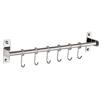 

Home Punch Free Hanger Pan Tools Holder Stainless Steel Pot Organizer Wall Mounted Hanging Screw Fixed Utensils Storage Rack