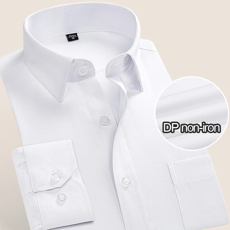 

Ice Silk And Bamboo Fiber White Shirt Man's Long-Sleeved Business Casual Formal Fit Blouse Non-Iron Anti-Wrinkle Men's Autumn