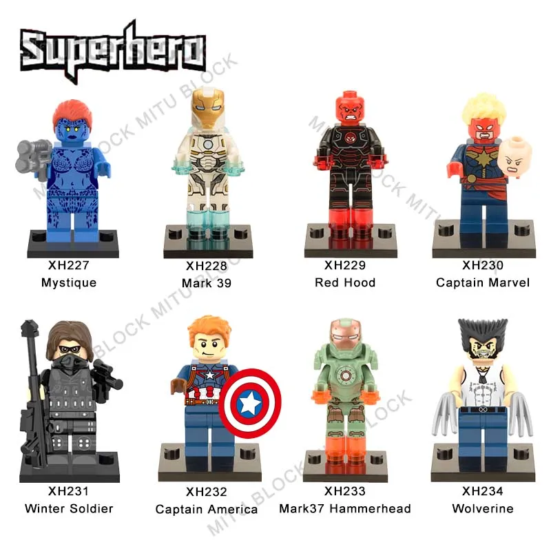 

Single Sale Super Heroes Brick Mystique Mark 39 Red Hood Captain Marvel Winter Soldier Captain America Mark37 Building Block