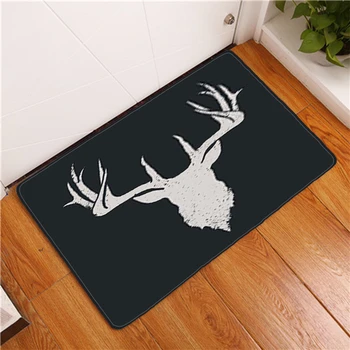 

Cartoon Deer Black Doormat Home Decorative Bathroom Mat Indoor Entrance Mats Flannel Soft Animals 3D Unicorn Bath Mat Rug Carpet
