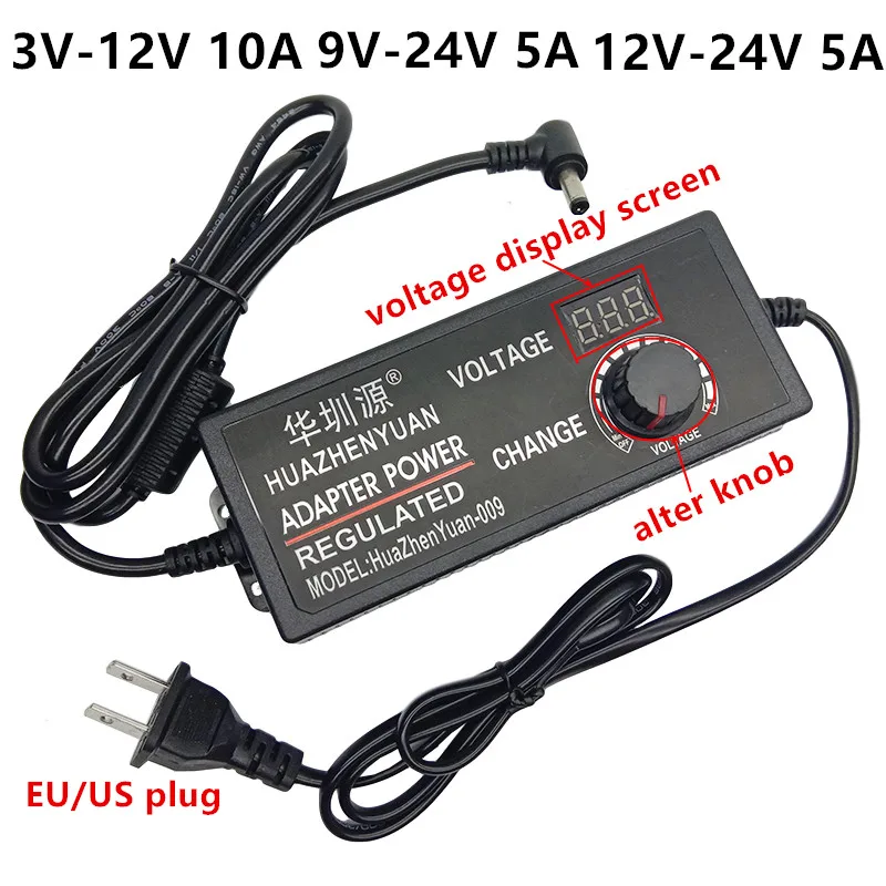 

Adjustable AC to DC 3V-12V 10A 12V-24V 9V-24V 5A Universal ac/dc power adapter display screen voltage Regulated power supply