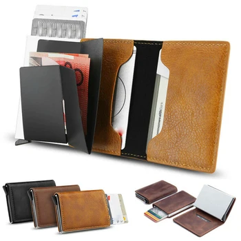 

Men Card Bags Men Multi-Function Credit Card Holder Leather Blocks Small Durable Wallet Man Casual Solid Leather Fashion Wallet