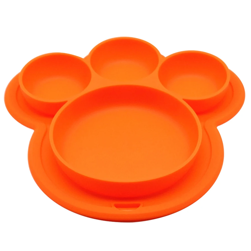 

Cartoon Home Suction Baby Plate Bear Paw Shape Dinner Dish Kids Bowls Tableware Toddler Training Food-grade Silicone Children