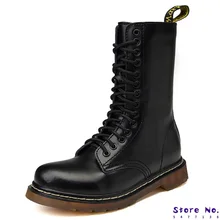 Мужские ботинки из натуральной кожи; зимняя обувь; теплые военные ботинки на меху; Ботинки martin; мотоциклетные ботинки до середины икры; мужские ботинки размера плюс