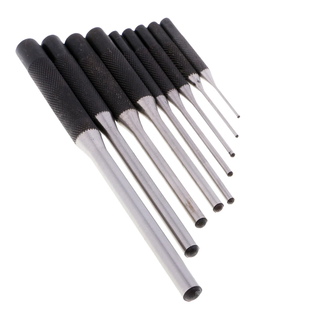 9pcs/Bag Mixed Size Steel Roll Pin Punch Set For Watch Repair Jewelry Making