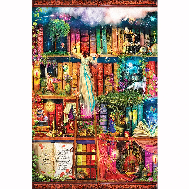 ull Square/Round Drill 5D DIY Diamond Painting &quotFantasy Book Shelf&quot 3D Embroidery Cross Stitch Home Decor Gift | Дом и сад