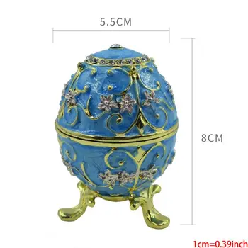 

Flowers Faberge-Egg Hand Painted Jewelry Trinket Box Gift for Easter Home Decor new