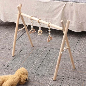 

Nordic Style Baby Gym Play Nursery Sensory Ring-pull Toy Wooden Frame Infant Room Toddler Clothes Rack Gift Kids Room Decor