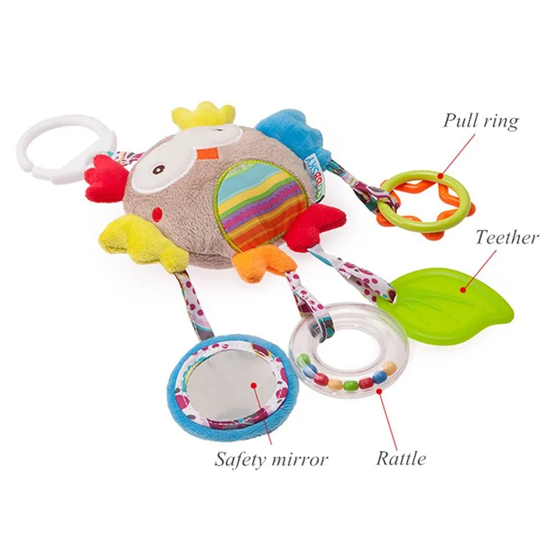 Детские игрушки 0-12 месяцев Мобильная кровать подвесные Мультяшные животные погремушки для коляски новорожденная плюшевая игрушка для новорожденных детей сенсорные игрушки - Цвет: owl